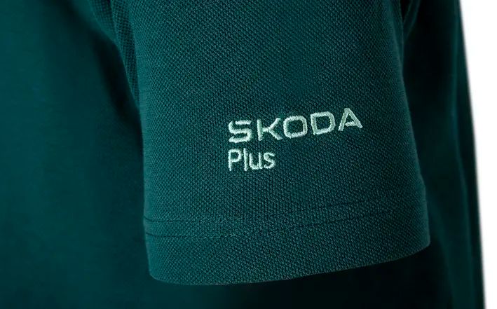 Škoda Damen Polo-Shirt Plus, emerald green/orange, Gr. S