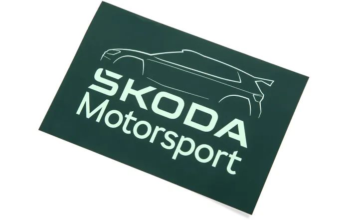Škoda Motorsport Aufkleber, emerald green/electric green, 15 x 10 cm
