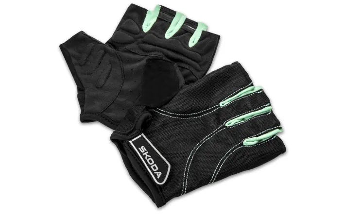 Škoda Fahrrad-Handschuhe (kurz), schwarz/electric green, Gr. XXL