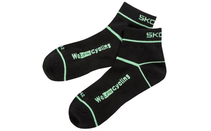 Škoda Fahrradsocken, schwarz/electric green, Gr. 39-42