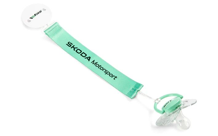 Škoda Motorsport Schnuller mit Band und Clip