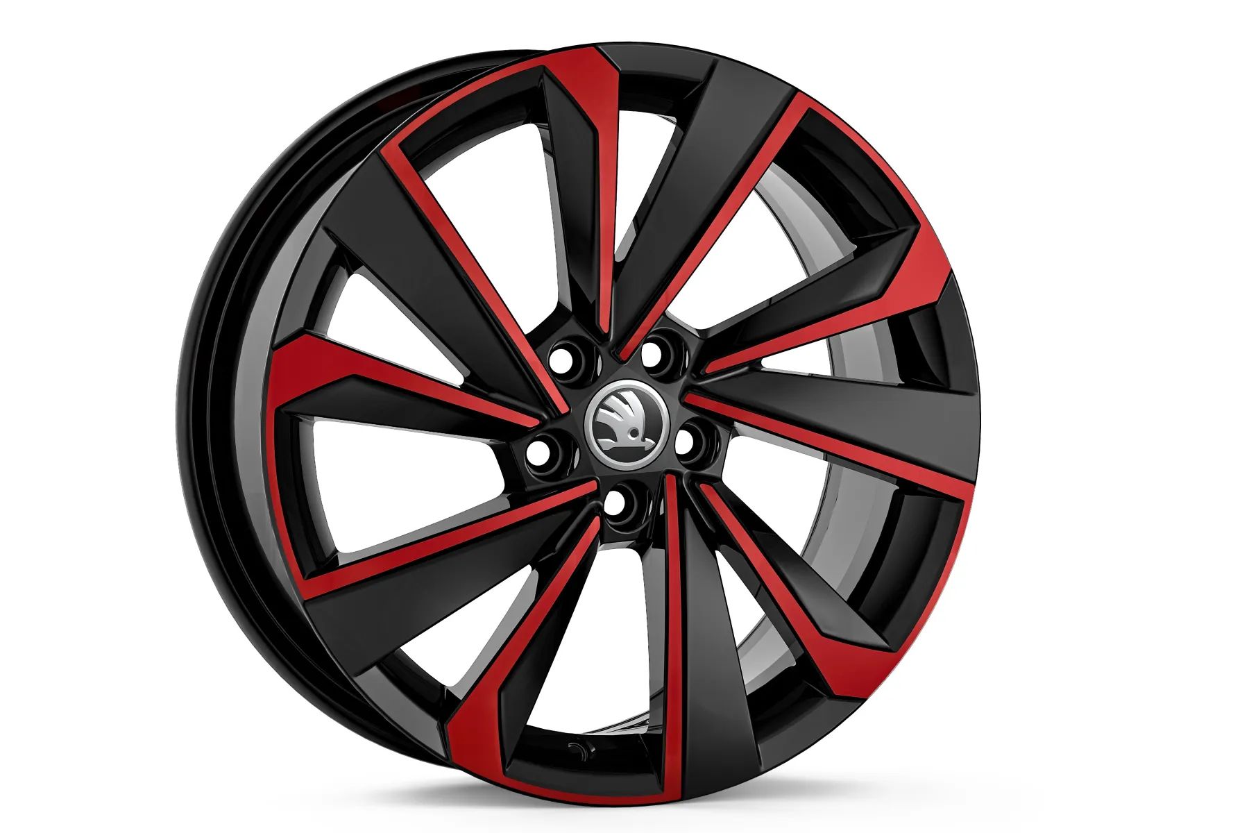 Škoda Leichtmetallfelge Riegel 7x17 5/100/51 schwarz/rot