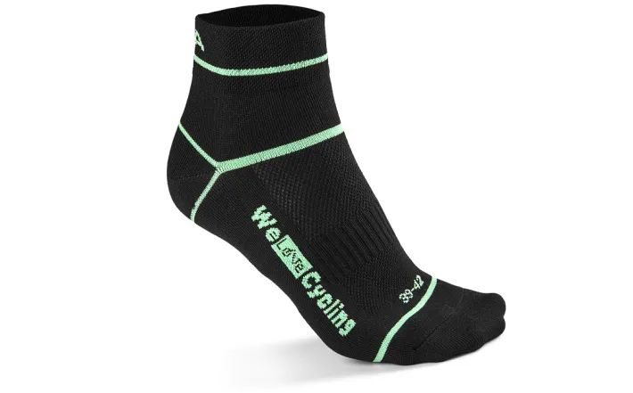 Škoda Fahrradsocken, schwarz/electric green, Gr. 39-42