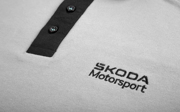Škoda Motorsport Herren Polo-Shirt, grau/schwarz, Gr. L