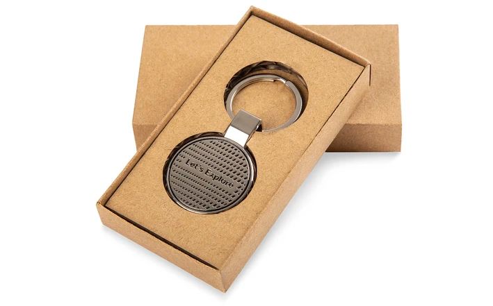 Škoda Schlüsselanhänger mit Pfandchip, silber/schwarz