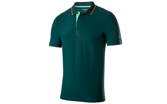 Škoda Herren Polo-Shirt Plus, emerald green/orange, Gr. S